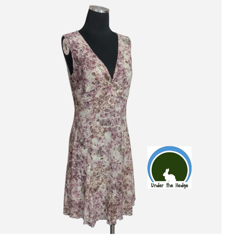 Vtg Serendipity Maui Purple Floral Mesh Dress Sz Medium Fairy Whimsy Feminine